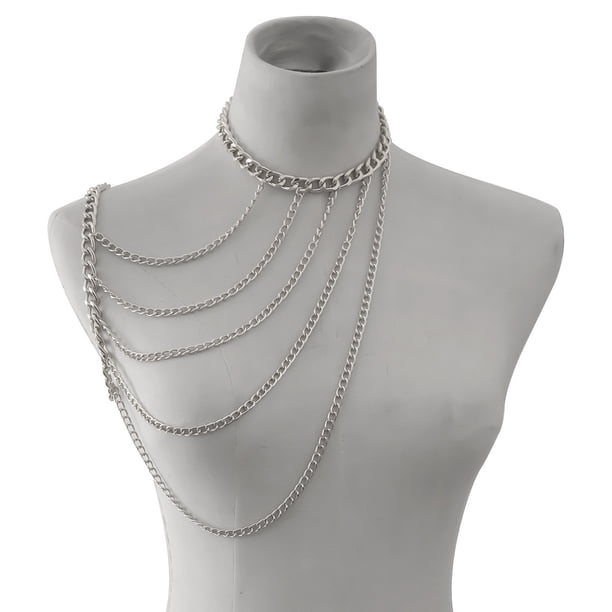 Collar de cadena para colgar en el cuello, estilo europeo y americano, con borlas geométricas sexys en forma de U, cadena para el cuerpo de un solo hombro para mujer