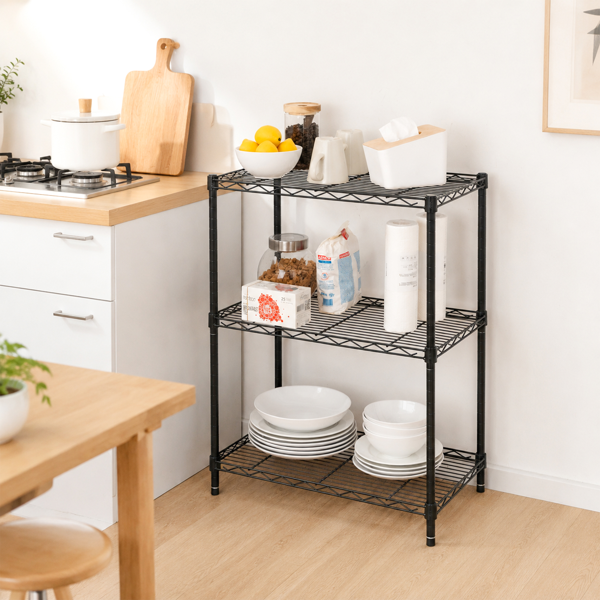 Hyper Tough 3-Tier Wire Shelving Rack, Black photo 6