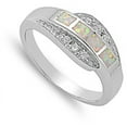 thumbnail image 4 of CHOOSE YOUR COLOR White Simulated Opal Mosaic Ring .925 Sterling Silver Band CZ Female Size 6, 4 of 4