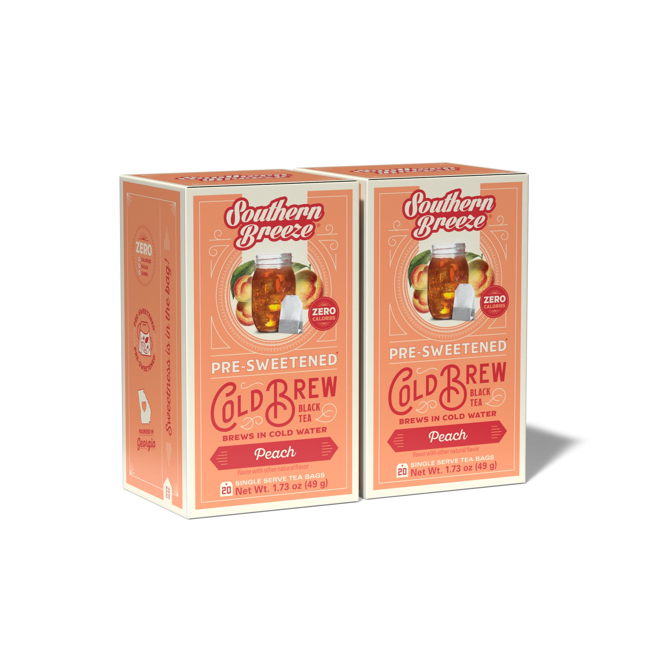 Southern Breeze Cold Brew Sweet Tea Peach Iced Tea with Black Tea and