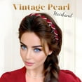 thumbnail image 2 of Vintage High Cranium Artificial Pearl Hairband, Elegant Pearls Headbands for Women's Girls, Bridal Hair Hoop Rhinestones Hairs Accessories, Wedding Party Hair Bands Headwear, 2 of 8