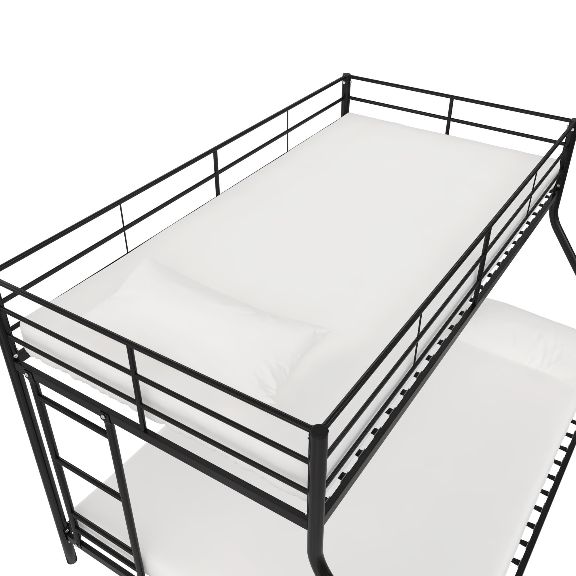 Mainstays Small Space Junior Twin over Full Low Profile Metal Bunk Bed, Black