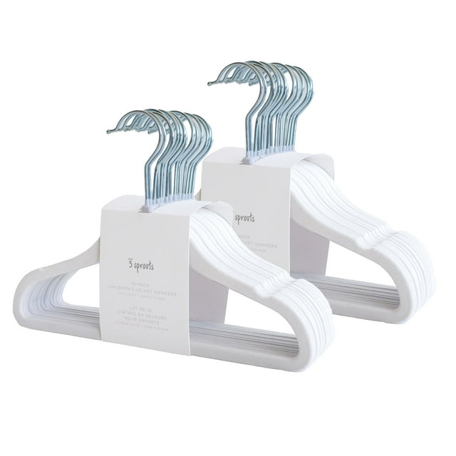 3 Sprouts Cintres pour Vêtements de Bébé en Velours Antidérapants - Lot de 30 - Blanc