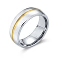 thumbnail image 2 of Bling Jewelry Mens Two Tone Titanium Wedding Band Ring with 14K Gold Plated Center Stripe for Men, 2 of 4