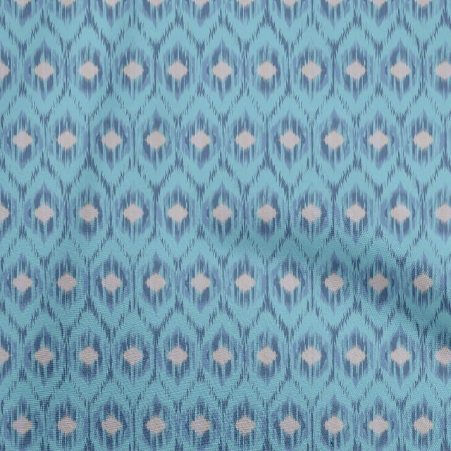 oneOone Polyester Spandex Light Blue Fabric Ikat Sewing Material Print Fabric By The Yard 56 Inch Wide