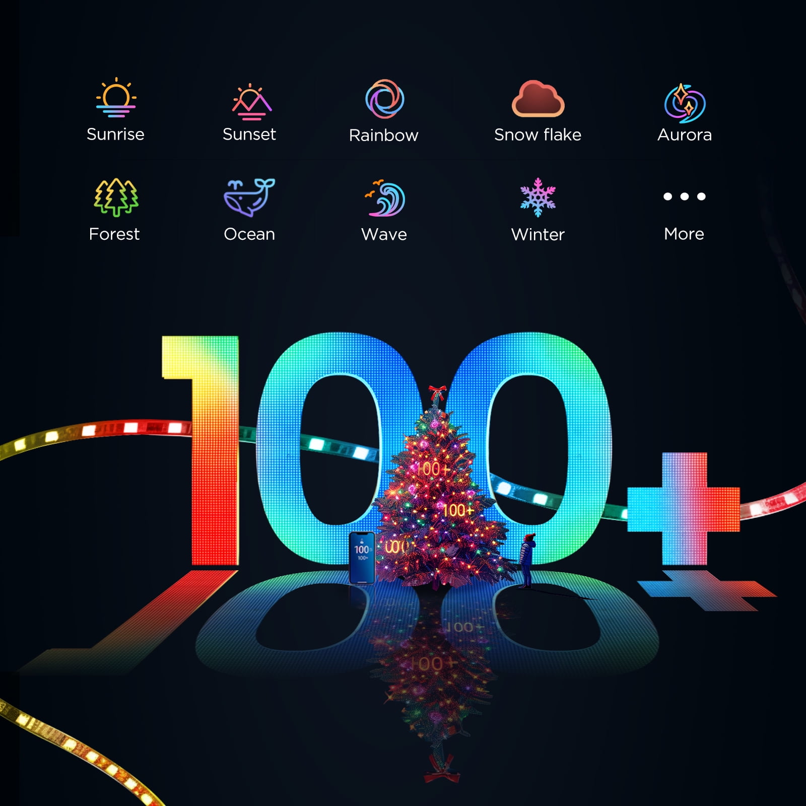 Govee Christmas String Lights 2S, 65.6FT 200LEDs Christmas Lights for Holiday Decor, Smart Indoor Outdoor String Lights with 130+ Scene Modes