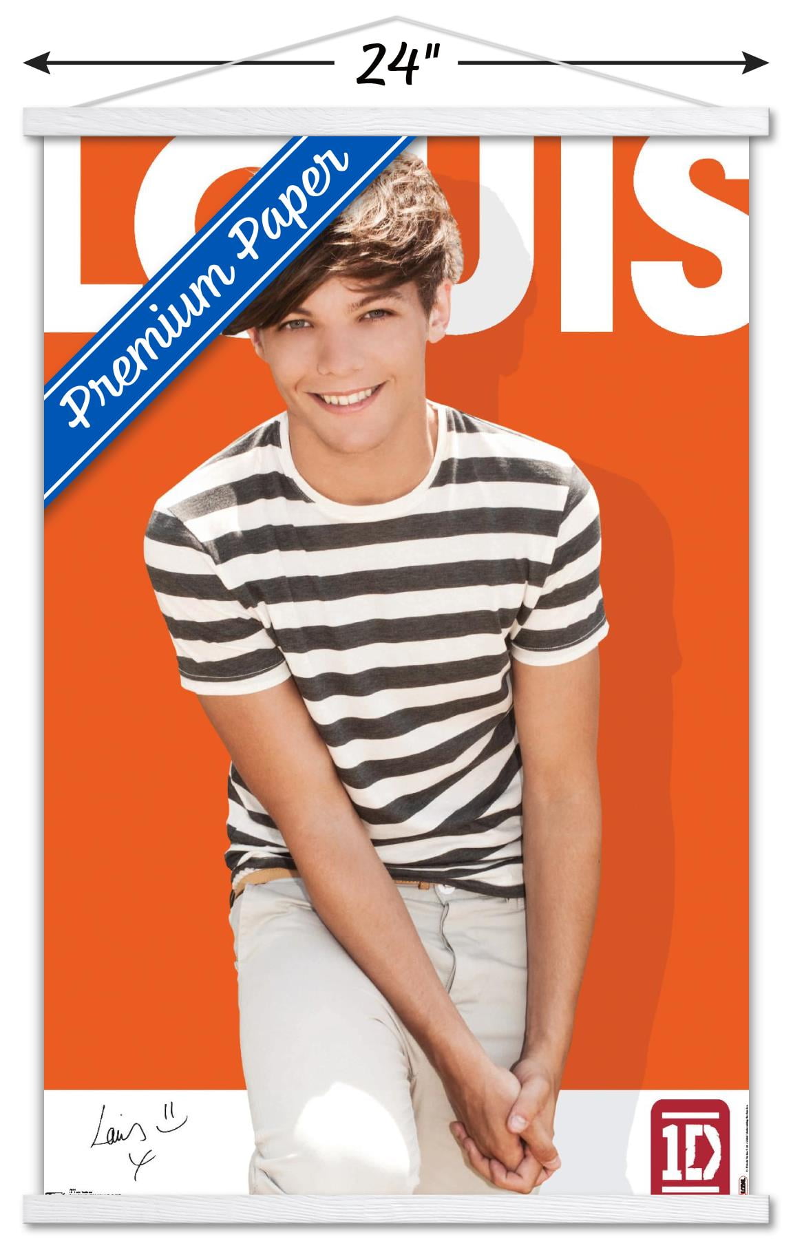 One Direction - Louis Tomlinson Wall Poster with Wooden Magnetic Frame, 22.375" x 34"