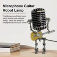 thumbnail image 4 of Metal Hierro Arte Escritorio Lámpara LED Vintage Micrófono Robot Tocar Guitarra, 4 of 9