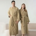 thumbnail image 2 of Fleece Velvet Thermal Long Bathrobe for Men’s Ultra Soft Textured Long Sleeve Spa Robe Open-Front Drawstring Adjustable Shawl Kimono Robe with Double Pockets for Mens, 2 of 7