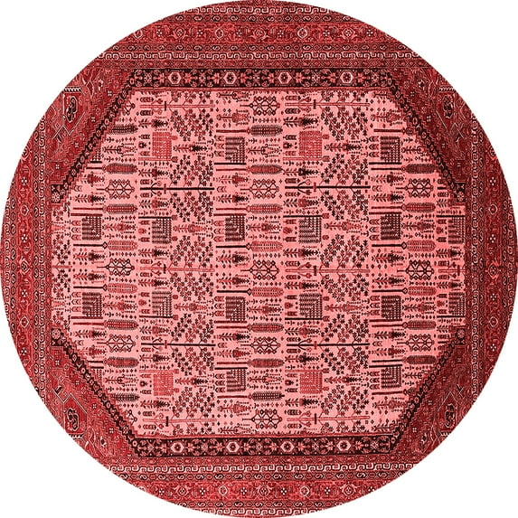 Ahgly Company Indoor Round Oriental Red Industrial Area Rugs, 7' Round