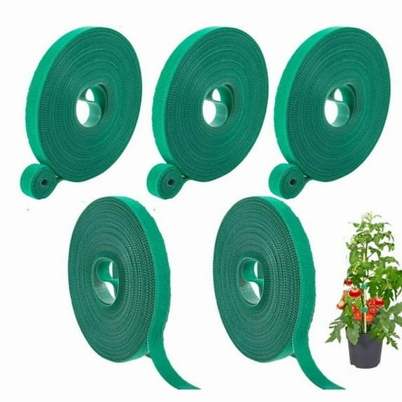 5 Rolls of 0.5 Inch Wide Stretch Strapping Garden Tie Tape, Plant Supports, Garden Ties for Climbing Plants, Plant Twist Tie for Plant Gardening, Home, Office, 82 Feet Long in Total,Green