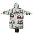 thumbnail image 2 of Oversized Wearable Blanket Hoodie,White Christmas Car and Camper Pattern Sherpa Blanket Hoodie with Super Pockets,Super Warm Fuzzy Pullover for Women & Men, 2 of 6