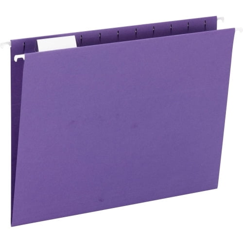 Smead Hanging File Folder with Tab Letter - 8 1/2' x 11' Sheet Size - 1/5 Tab Cut - Top Tab Location - Assorted Position Tab Position - 11 pt. Folder Thickness - Purple - 1.89 oz - Recycled - 25 / Box