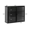 thumbnail image 2 of 27.56"Two-door Wall Cabinet with Modern Glass Doors, Featuring Three-tier Storage for Entryway, Living Room, Bathroom or Dining Room, Black, 2 of 5