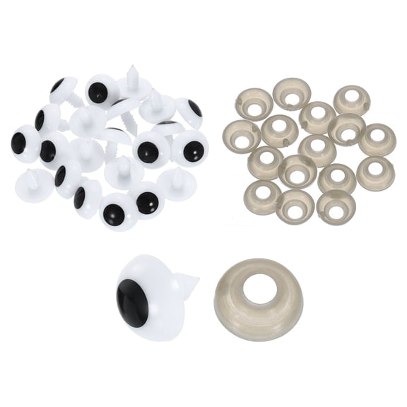 Uxcell 150 Pcs 18mm Plastic Safety Eyes for Crocheting with Washers for Animals, White