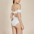 thumbnail image 2 of Inadays Women's Off Shoulder Bikini Sets High Cut Bandeau Bathing Suits High Waisted Two Pieces Swimsuit Sexy Swimwear, White, M, 2 of 6