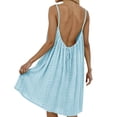 thumbnail image 4 of asdoklhq Holiday Dresses for Women Maxi Dresses Fashion Women Summer Round-Neck Casual Solid Sleeveless Sleepshirts Sling Backless Dress Light Blue XL, 4 of 5