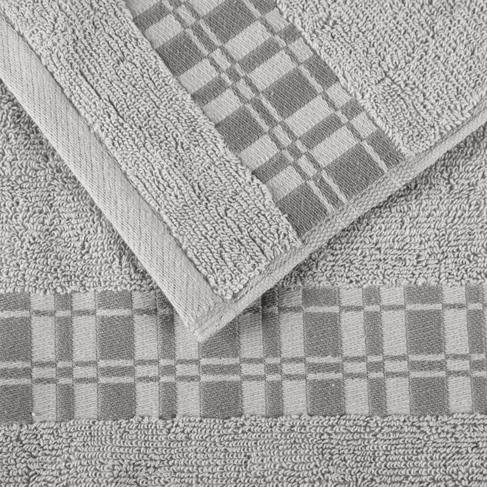 Superior Larissa Cotton Embroidered Bath Towel Set of 4, Chrome