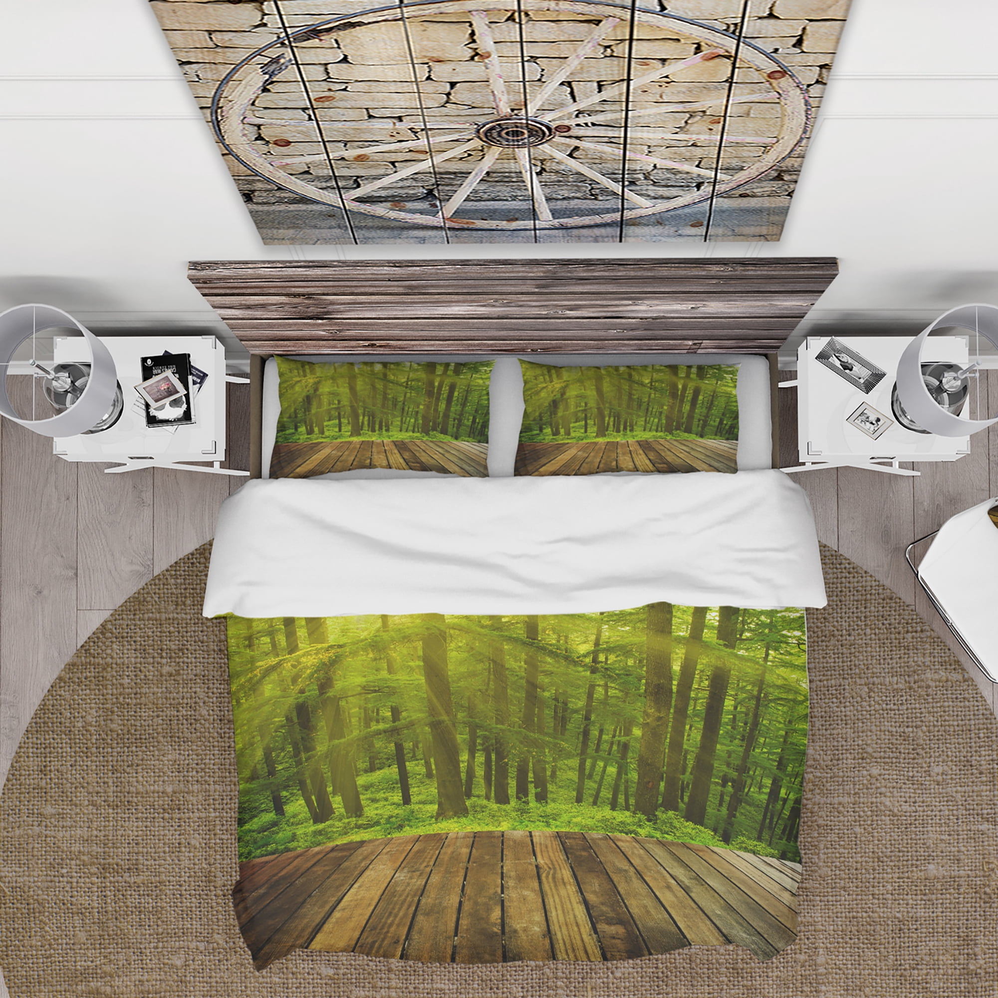 Designart 'Golden Sunlight in Pine Forest' Cabin & Lodge Duvet Cover Set