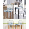 thumbnail image 5 of Blue Flower Bar Stool Covers Set of 2, Grey Plaid Hydrangeas Eucalyptus Leaves Stretch Washable Bar Chair Covers with Backs, Removable Pub Counter Height Chair Cover for Kitchen Dining Room Cafe, 5 of 7