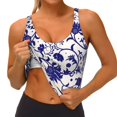 thumbnail image 3 of Fotbe Blue And White Porcelain Pattern Sujetador Deportivo Largo sin Aros para Mujer con Almohadillas y Soporte Medio, Transpirable y Absorbente, Camiseta Tipo Chaleco o Tank Top-X-Large, 3 of 8
