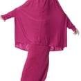 thumbnail image 4 of Robe Maxi à Manches Longues pour Filles, Deux Pièces, Abaya de Fête Musulmane Islamique, Rose Rouge, m, 4 of 8