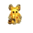 thumbnail image 2 of BingTong Lighted Vintage Patchwork Ghost,Bow Light Up Ghost With Mini Pumpkin Candy Bucket,Vintage Halloween Patchwork Ghosts Lamp,For Rustic Fall Figurine Decoration D-Light, 2 of 7