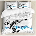 thumbnail image 3 of Ambesonne Fishing Big Pike Fish Catching Wobblers Reel Trap in River Raptorial Predator Print Duvet Cover Set, 3 of 3