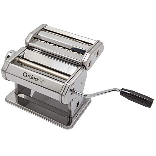 Machine à Pâtes (177) par Cucina Pro - Construction en Acier Robuste - avec Accessoire pour Fettucines et Spaghetti et Recettes