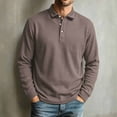 thumbnail image 3 of SGFCWSX Mens Long Sleeve Shirt, Casual Business Button-Down Collar Top with Half-Button Placket Khaki Size 2XL, 3 of 9
