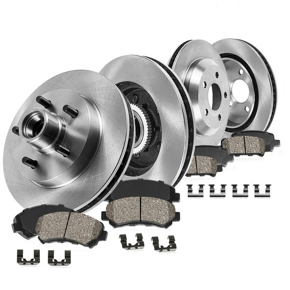 Callahan Brake Parts Brake Kit for Ford E-150 2004-2006, Ford E-150 Club Wagon 2004-2005 Front and Rear Replacement Brake Rotors with Ceramic Brake Pads EBYK038415