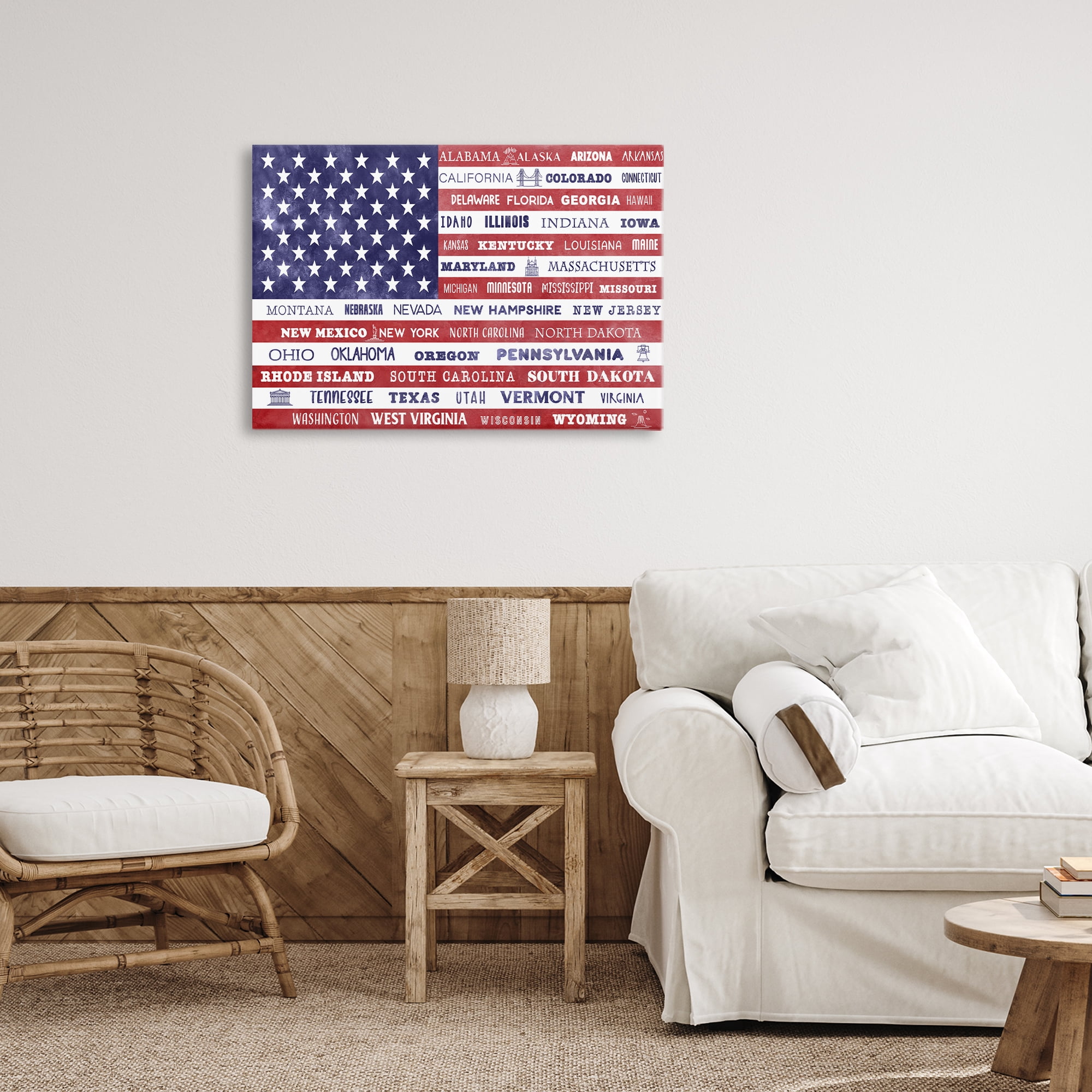 Stupell Industries States Of America Flag Canvas Wall Art, design by Daniela Santiago