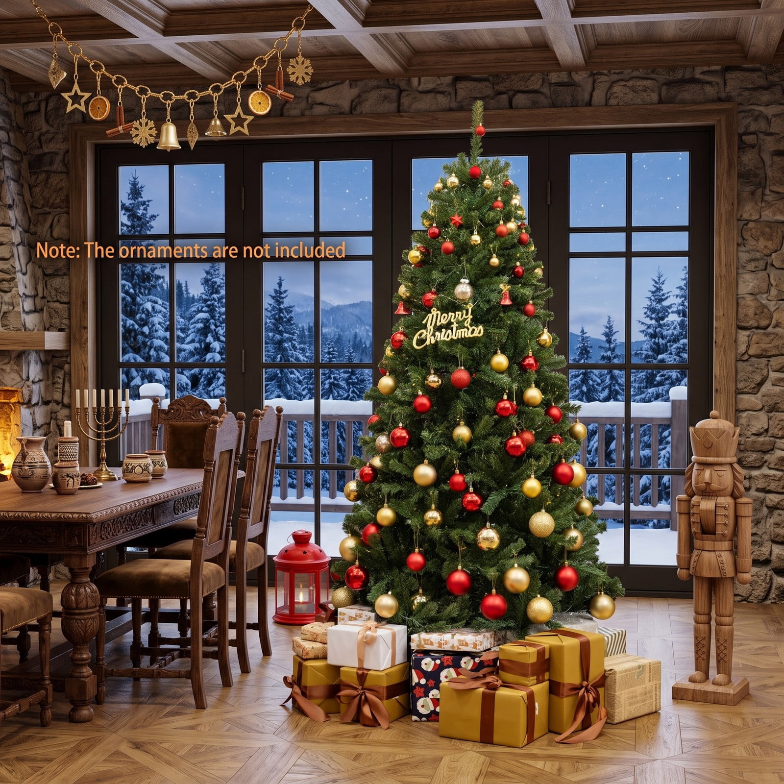 RUIE 6 FT Pre-Lit Artificial Christmas Tree with 700 LED Lights, Remote Control, Timer and Memory Function, Metal Stand, Flame-Retardant Full Xmas Tree for, Green