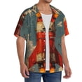 thumbnail image 2 of Balery Rusty Rocket Launch Camisa Casual de Manga Corta con Botones para Hombre, Texturizada, Estilo Cubano, para Playa, Verano-X-Large, 2 of 5