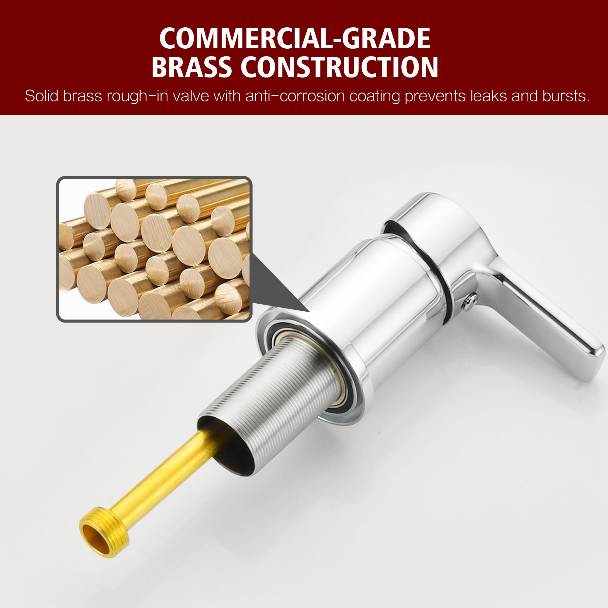 3 Hole Deck Mount Roman Tub Faucet with Hand Shower, Solid Brass Chrome Finish Valve Included High-arc Spout Chrome