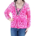 thumbnail image 2 of INC $69 Womens New 1128 Pink Chevron Beaded Square Neck Long Sleeve Top M B+B, 2 of 3