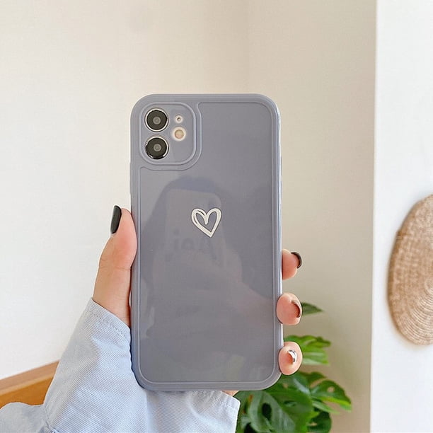 Funda de teléfono con protección para cámara Love Heart para iPhone 14 Pro Max 11 12 13 Pro 7 8Plus X XR XS Max, funda de TPU suave brillante de Color caramelo Tan Jianjun unisex