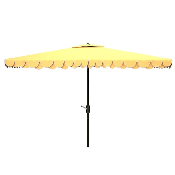 SAFAVIEH Elegant 6.5' X 10' Market Crank Patio Umbrella, Yellow