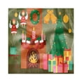 thumbnail image 1 of Fireplace Decorative Napkins Set of 4, Cartoonish Design Christmas Night at Home with Tree Gifts Bells Stockings, Silky Satin Fabric for Brunch Dinner Party, 12", Multicolor, by Ambesonne, 1 of 2