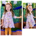 thumbnail image 2 of Fioukiay Conjunto De Ropa De Otoño Para Niñas Pequeñas Con Diseño Floral A Cuadros Y Túnica Alta+Polainas Trajes Boutique Ropa (Amarillo 3T), 2 of 5
