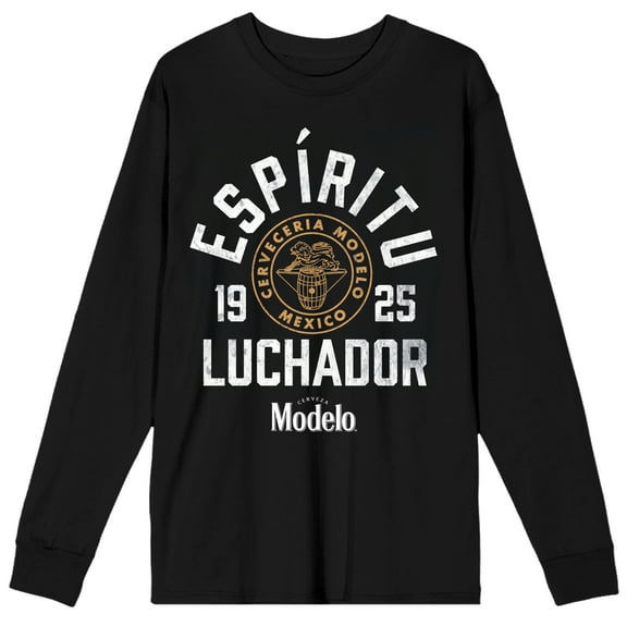 Modelo 1925 Espiritu Luchador Logo Crew Neck Long Sleeve Black Adult Tee