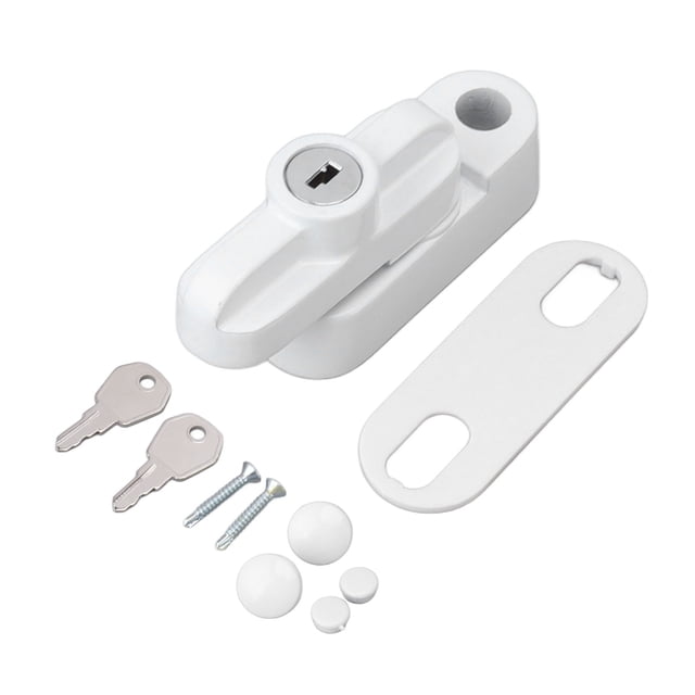 Cerradura de ventana externa, cierre de hebilla de ventana plana antirrobo de aleación de aluminio para ventanas individuales y dobles, color blanco