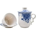 thumbnail image 3 of Chinese Porcelain Tea Mug-4 PCS Kit JingDeZhen Handmade Ceramic Kung Fu Tea Cup with Loose Leaf Tea Brewing System For Home Office Kitchen (Style K), 3 of 7
