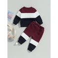 thumbnail image 4 of Liacowi Infant Baby Boys Girls Outfits Long Sleeve Contrast Color Front Button Tops Pants Set 3M 6M 9M 12M 18M 24M Toddler 2PCS Fall Outfits, 4 of 8