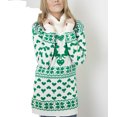 thumbnail image 1 of Seyurigaoka Women's Juniors Christmas Long Sleeve Mock Neck Elk Heart Print Sweater Dress, 1 of 2