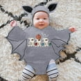 thumbnail image 2 of Weebloom Newborn Baby Boy Girl Halloween Bat Outfits My 1St Black Bat Long Sleeve Romper Jumpsuit With Hats Set 6-12 Months, 2 of 6