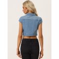 thumbnail image 4 of Chaqueta de mezclilla de verano Allegra K Azul claro XS, 4 of 4