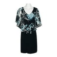 thumbnail image 3 of Connected Apparel V-Neck Floral Print Cape Sleeve Chiffon & ITY Dress-SEAFOAM / 4, 3 of 3