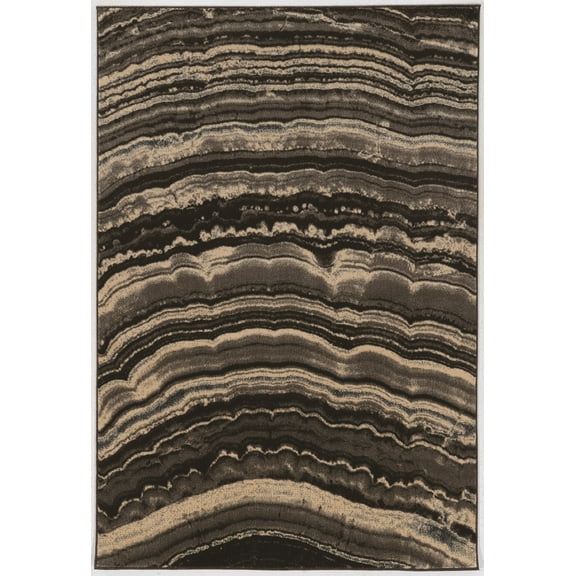 Linon Masters Xylem Power Loomed Polypropylene 5'x7'6" Rug in Brown