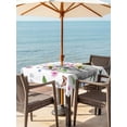 thumbnail image 3 of Outdoor Tablecloths with Umbrella Hole & Zipper, Pink Flowers Yak 54x54 Inch Square Tablecloths, Vintage Spring Floral Bathtub Watercolor Waterproof Table Cloth, Patio/Pool/Picnic Table Covers, 3 of 8